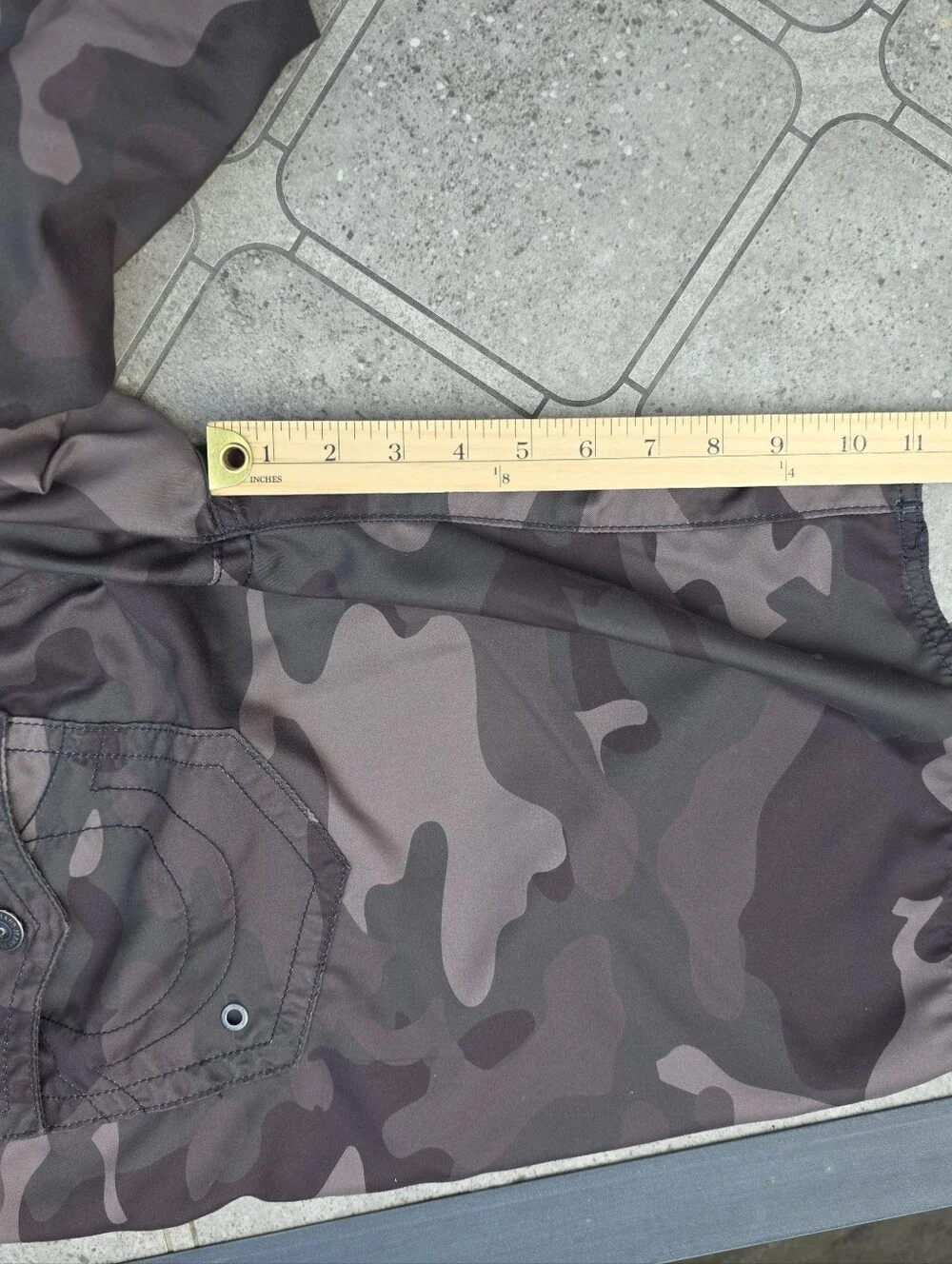 True Religion Men's Grey Camo Board Shorts Swim Trunks - Size 36